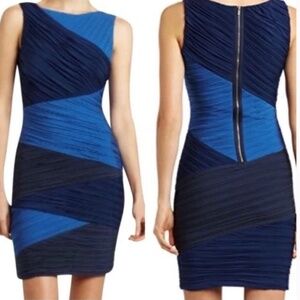 BCBGMaxAzria Debra Blue ColorBlock Mini Dress Size XS Petite